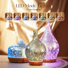 LED mood lighting on the diffuser showing color options