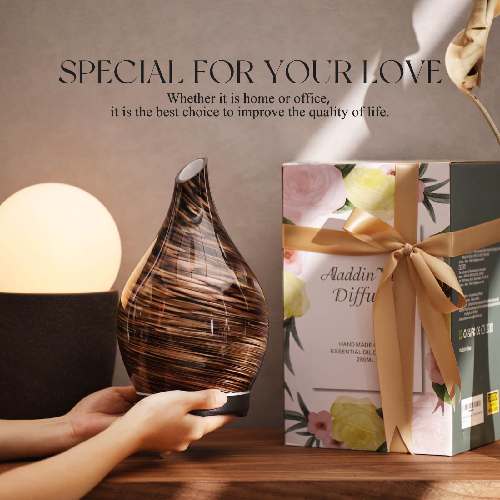 Diffuser in a cozy bedroom scene for relaxation