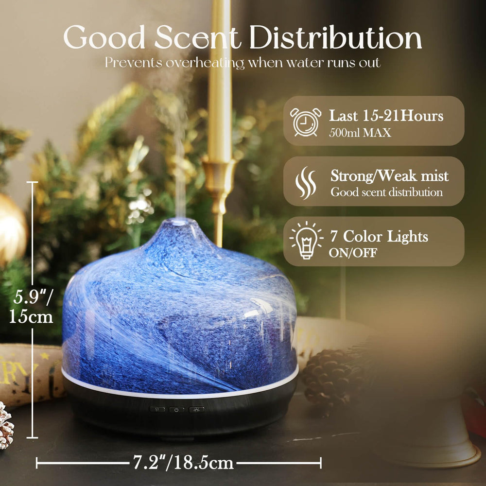 Star-shaped glass cover on Porseme diffuser with wood base