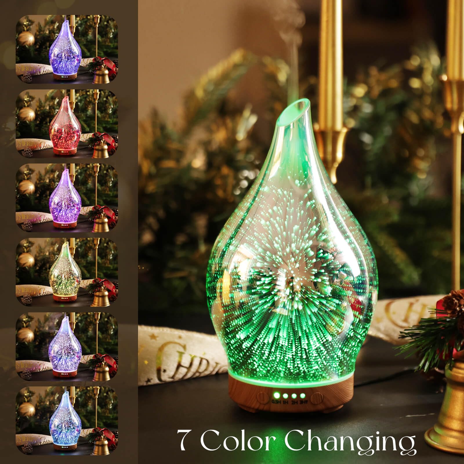 LED light on diffuser with seven color options