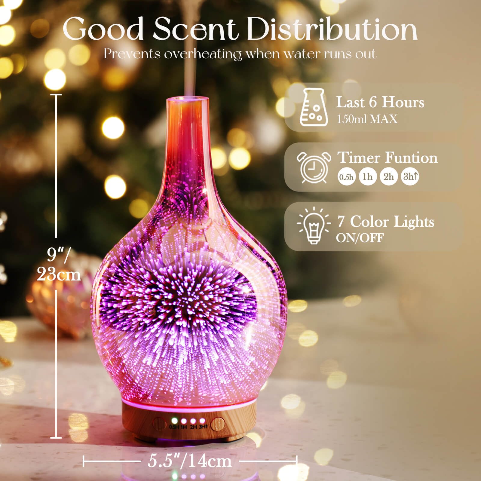 LED color options displayed on Porseme Rose Gold diffuser