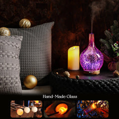 Wood grain base with hand-blown glass globe