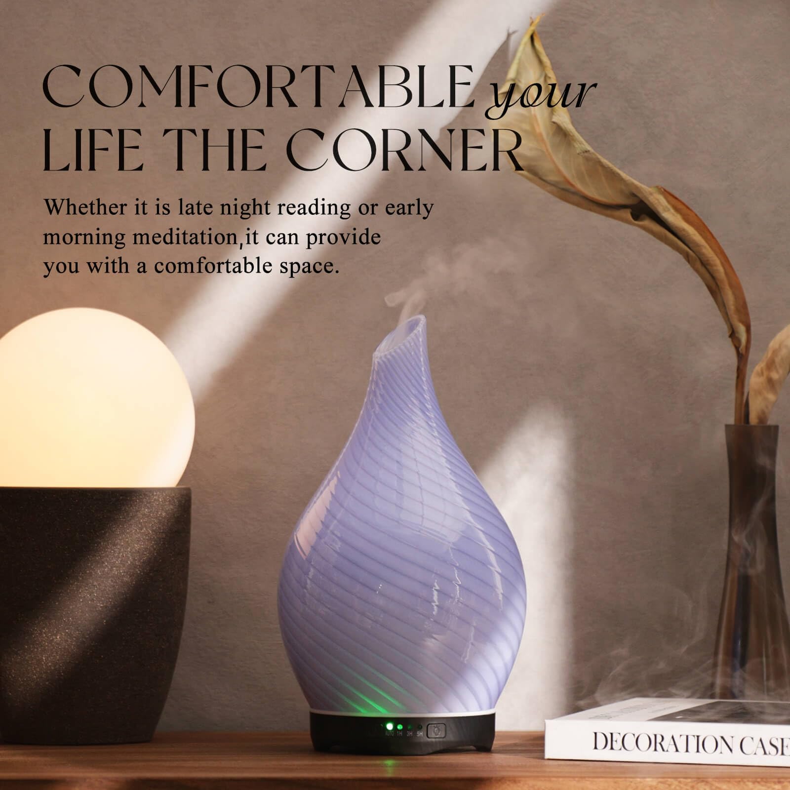 Close-up of the glass globe and base of Porseme diffuser