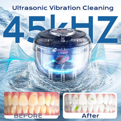 Portable cleaner with shelf and tweezers