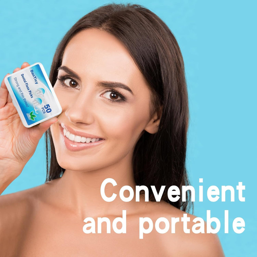 Portable dental floss picks for travel and on the go