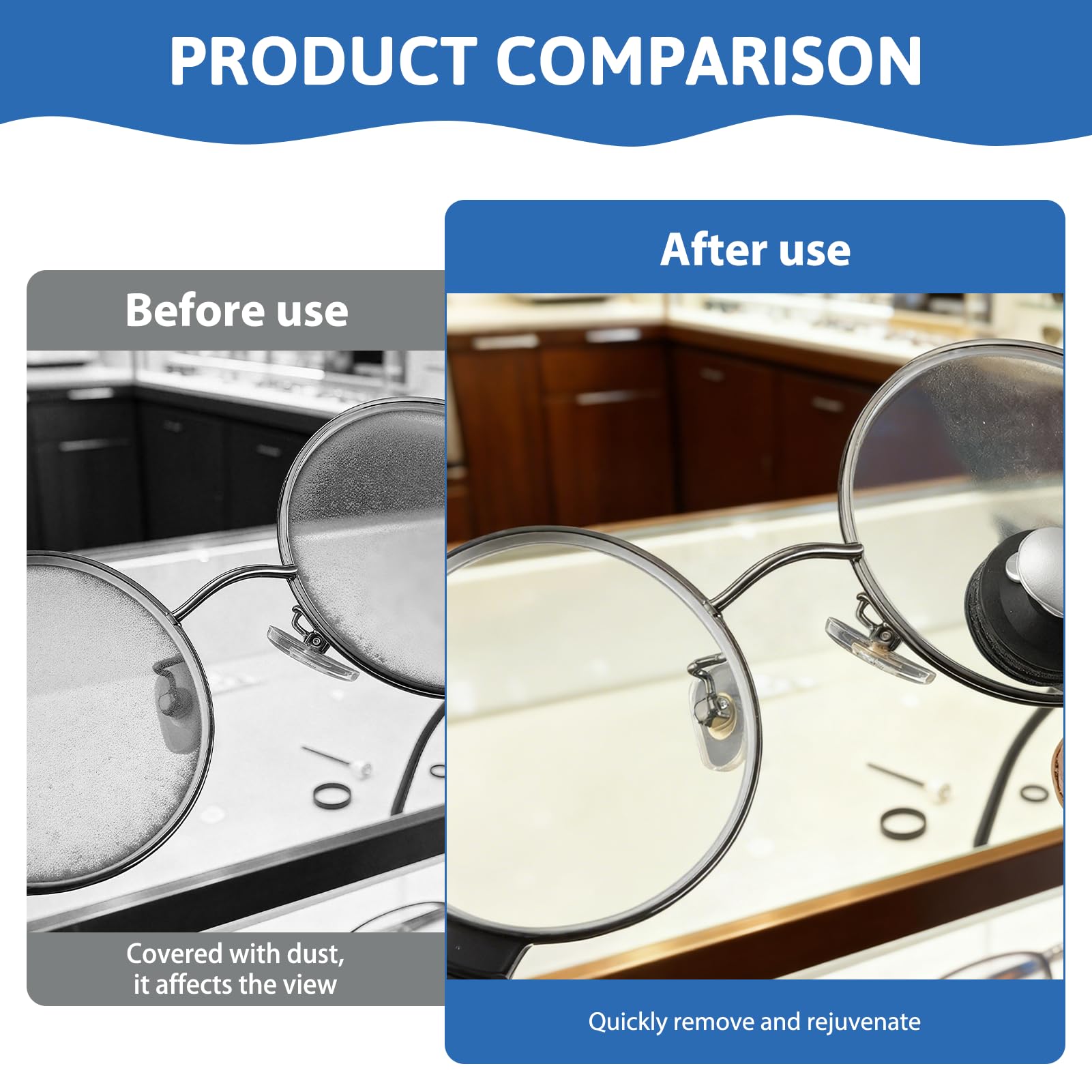 Blue portable microfiber eyeglass cleaner