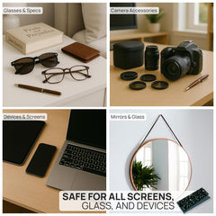 Portable pocket-sized microfiber glasses cloth for on-the-go cleaning
