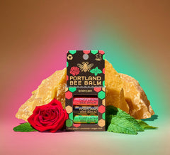Portland Bee Balm natural ingredients close-up highlighting beeswax