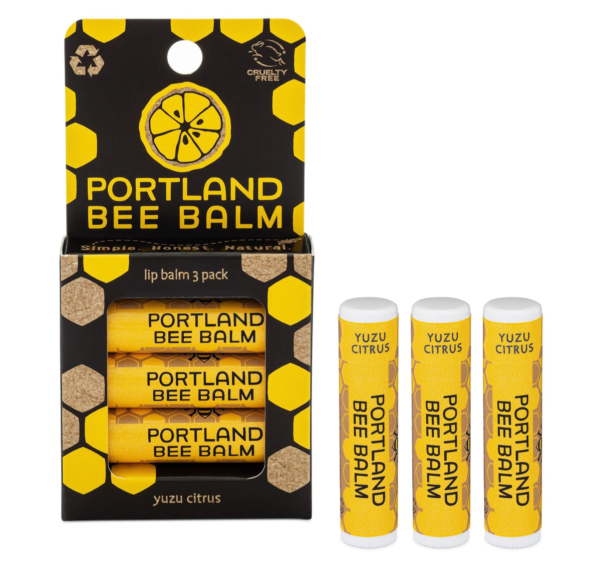 Portland Bee Balm Yuzu Citrus lip balm tube, refreshing moisture for lips.