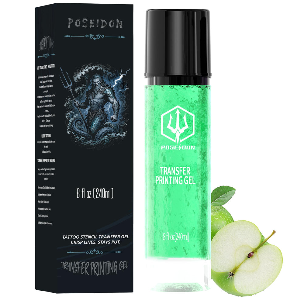 POSEIDON Tattoo Stencil Transfer Gel delivers crystal-clear transfers for precise outlines.