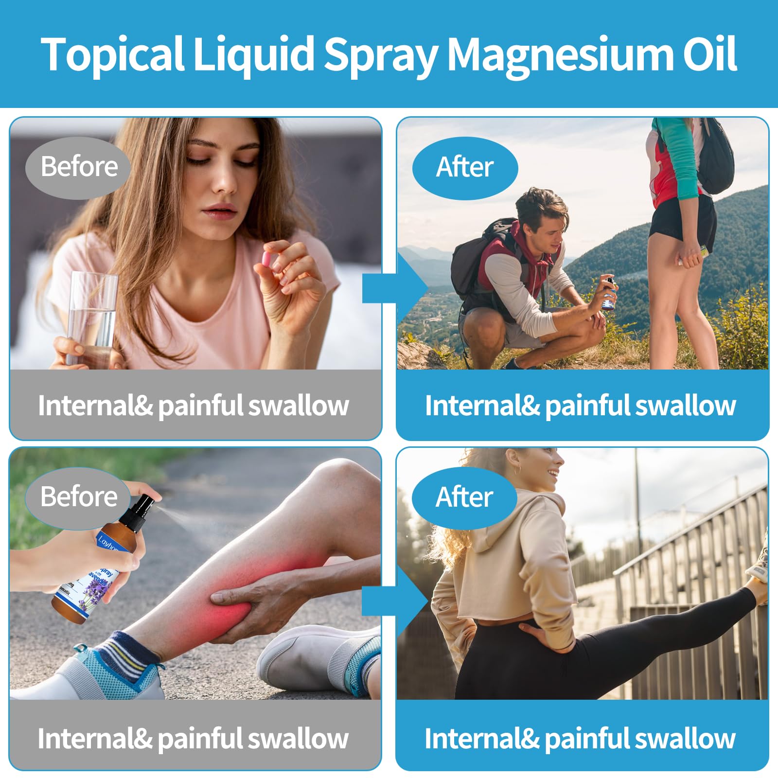 Post-workout magnesium oil for muscle relief