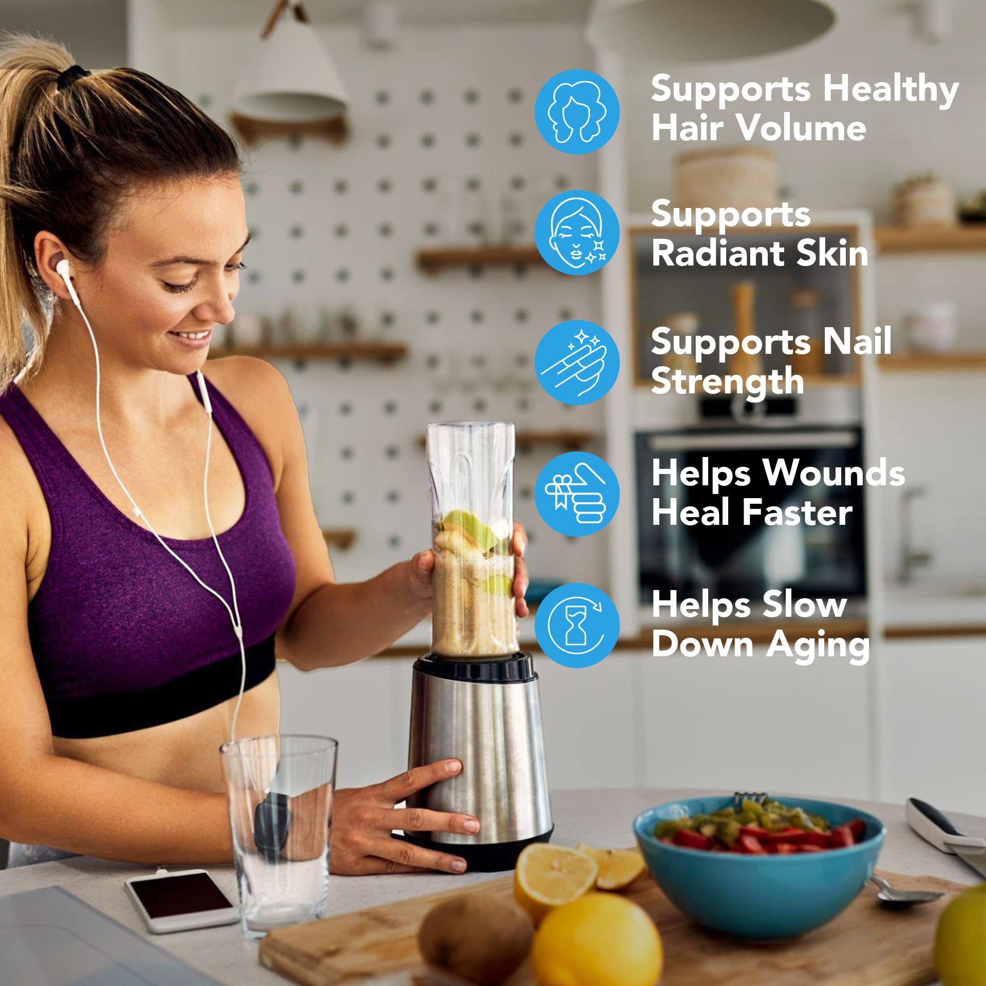 Postpartum support vitamins with coconut oil and keratin packaging