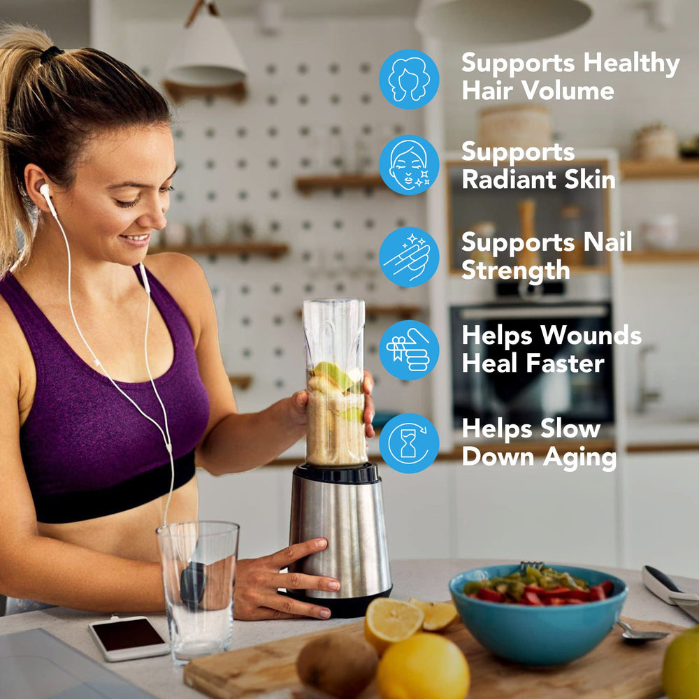 Postpartum support vitamins with coconut oil and keratin packaging