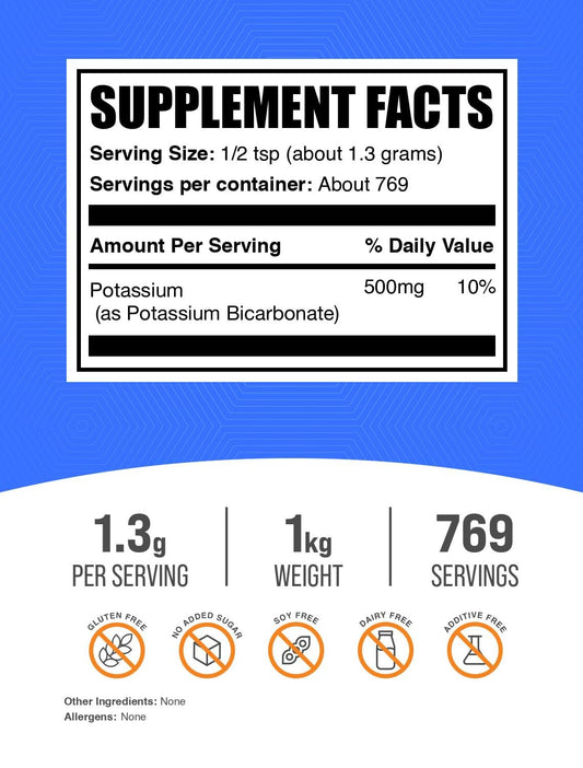 Scooper with potassium bicarbonate powder