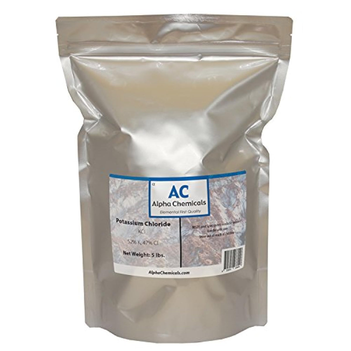 Potassium Chloride KCl 5 lb bag - front view