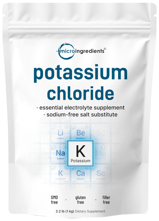 Front view of potassium chloride powder 1 kg