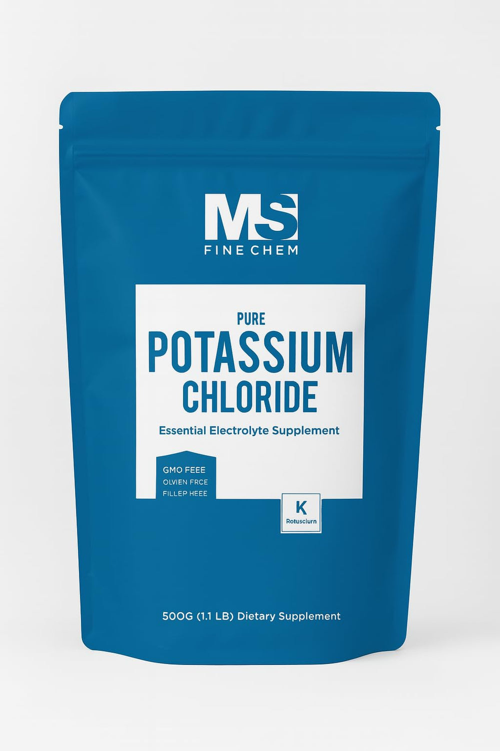 Potassium chloride powder in a clear jar