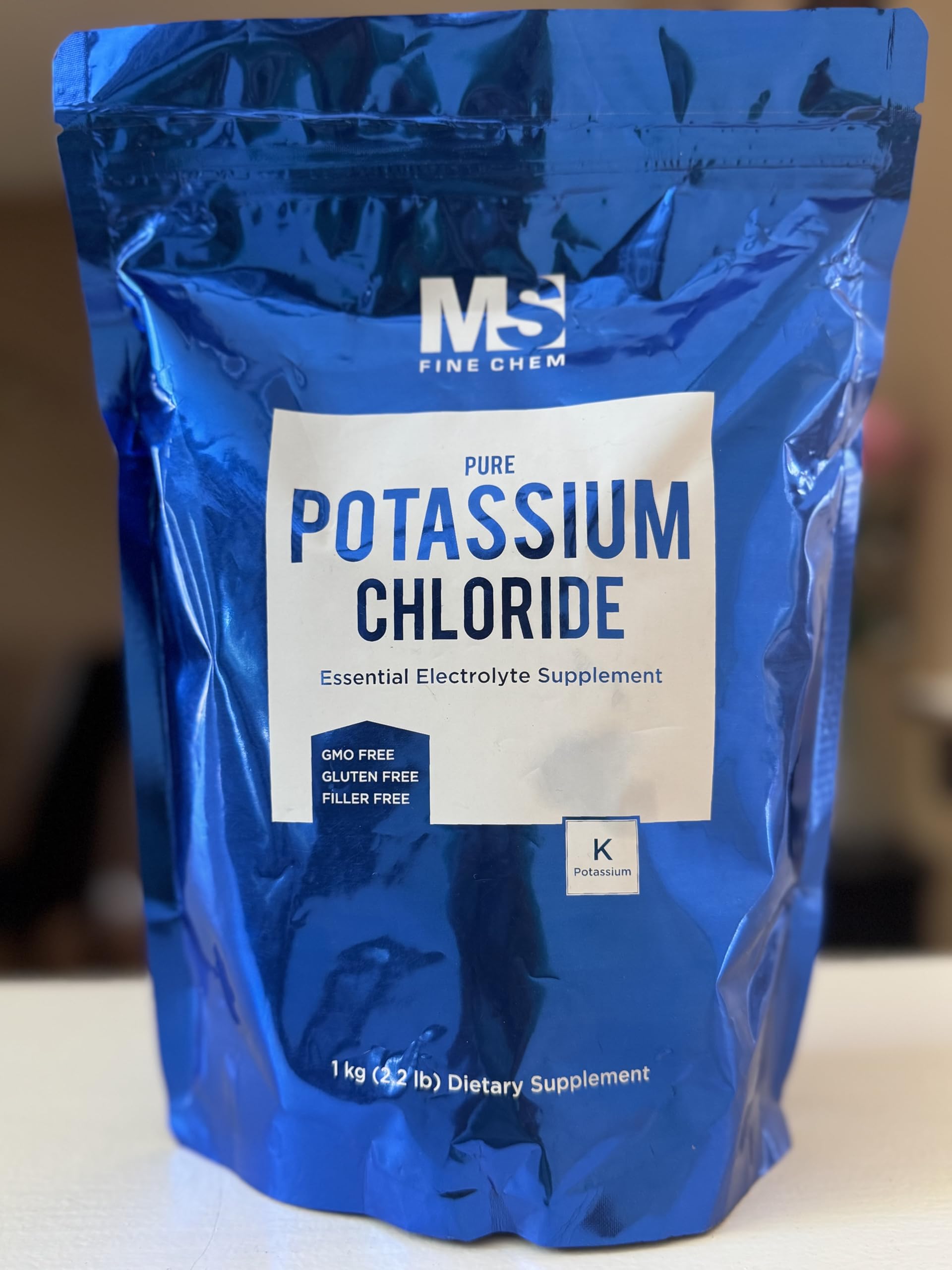Potassium Chloride Powder packaging with scoop