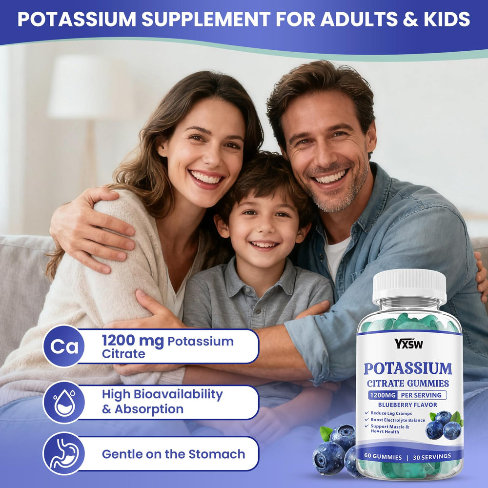 60-count bottle of chewable potassium citrate gummies