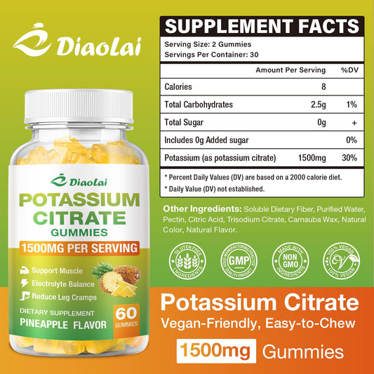 Gummies serving size showing 1500mg potassium per serving