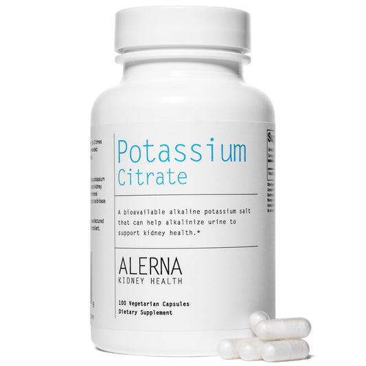 Illustration of kidney health and electrolyte balance with potassium citrate
