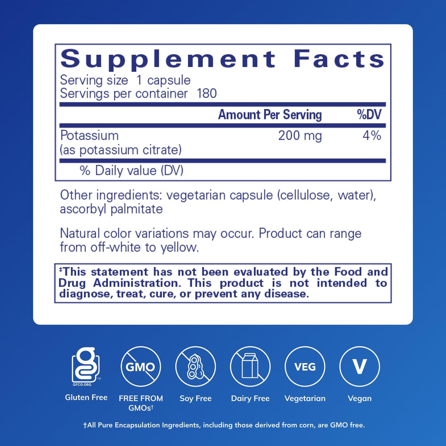 Close-up of potassium citrate capsules