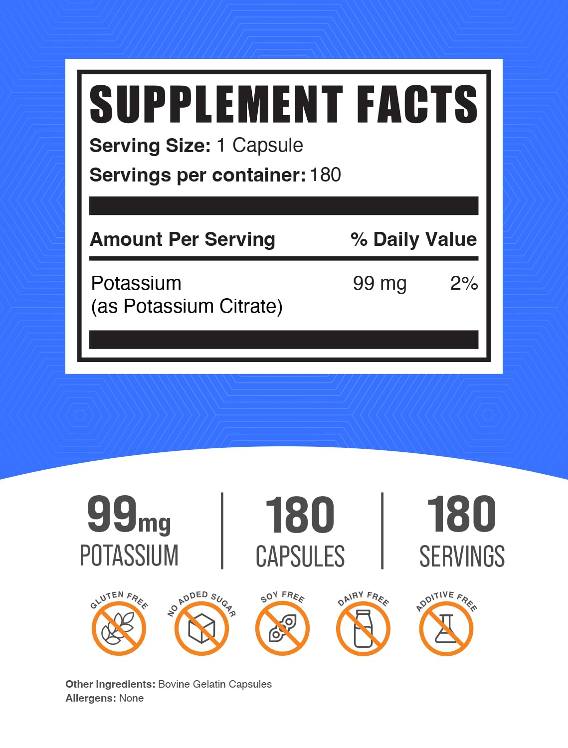 Potassium Citrate Capsules packaging label close-up