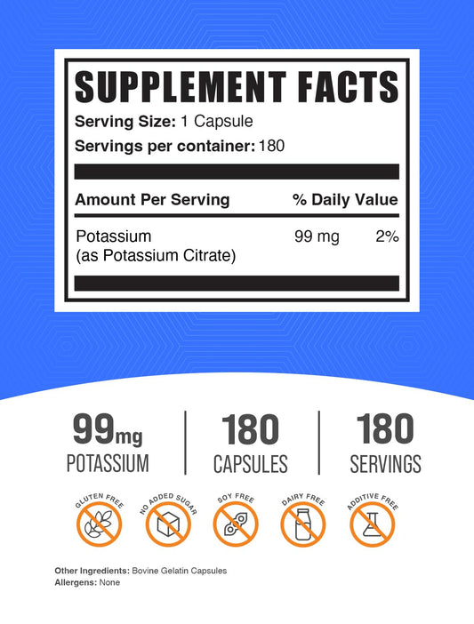 Potassium Citrate Capsules packaging label close-up