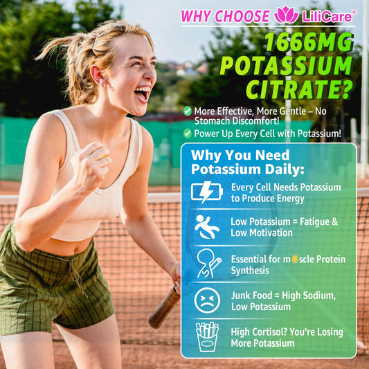Nutrition label showing 1666mg potassium citrate per serving
