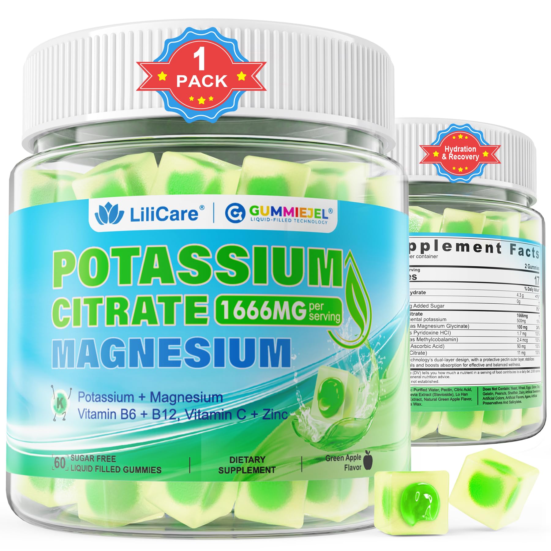 Front of packaging for Potassium Citrate Gummies 1666mg