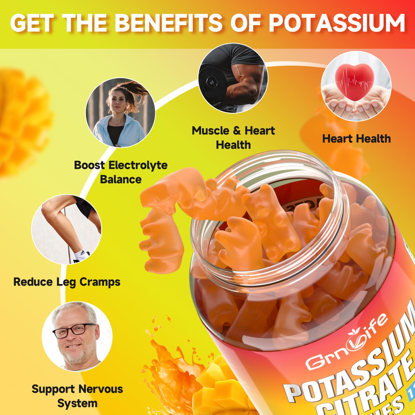 Mango flavor potassium citrate gummies