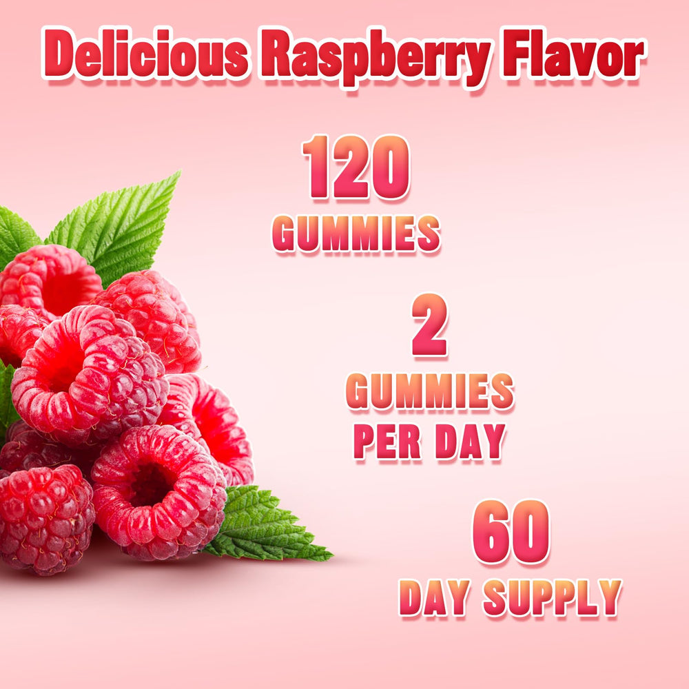 Product shot of Raspberry Potassium Citrate Gummies for adults