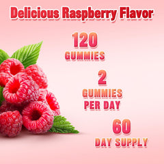Product shot of Raspberry Potassium Citrate Gummies for adults