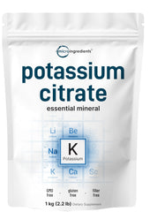 Front view of US origin potassium citrate powder 1 kg package