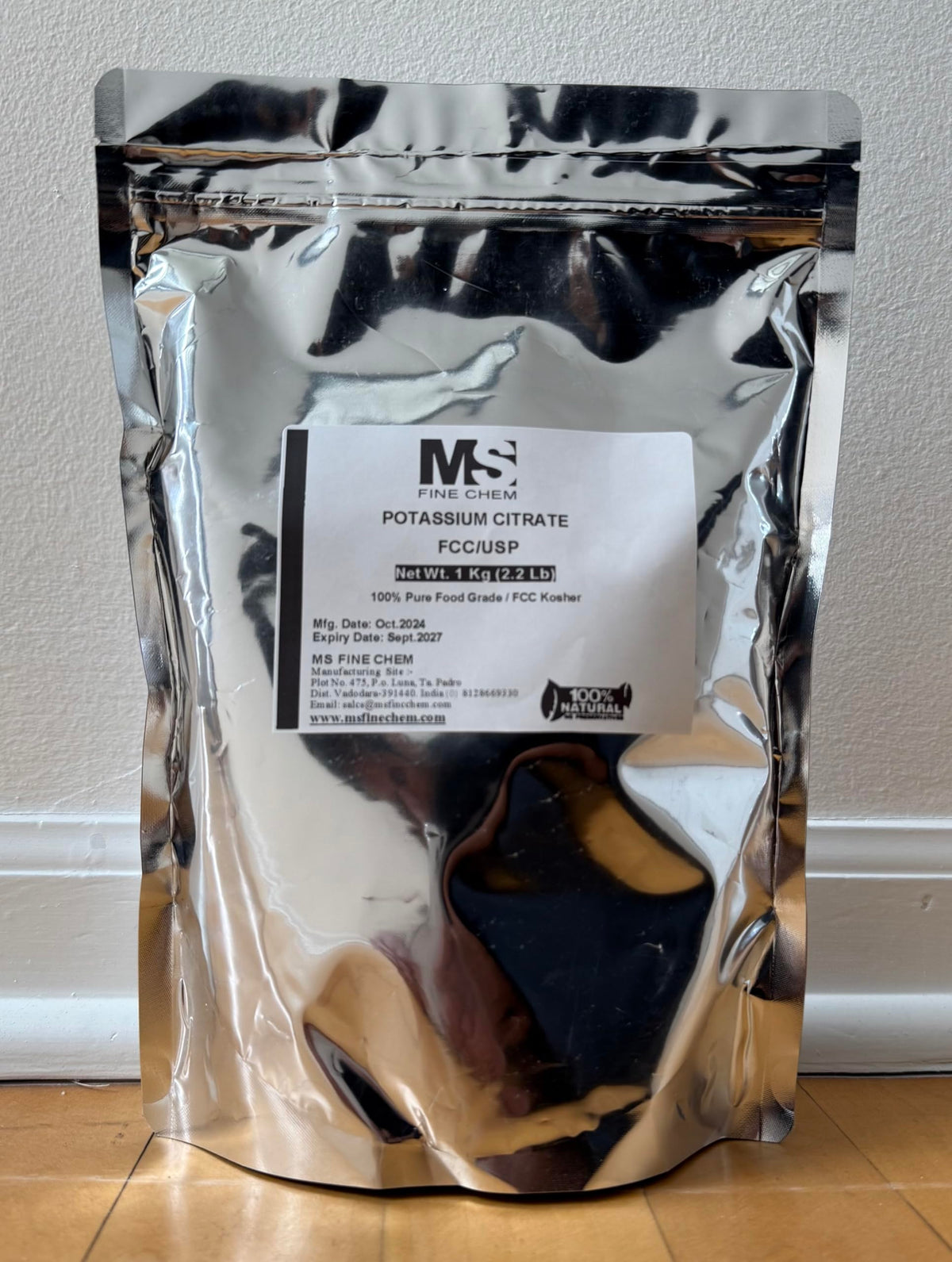 Potassium Citrate powder in 1 kg packaging