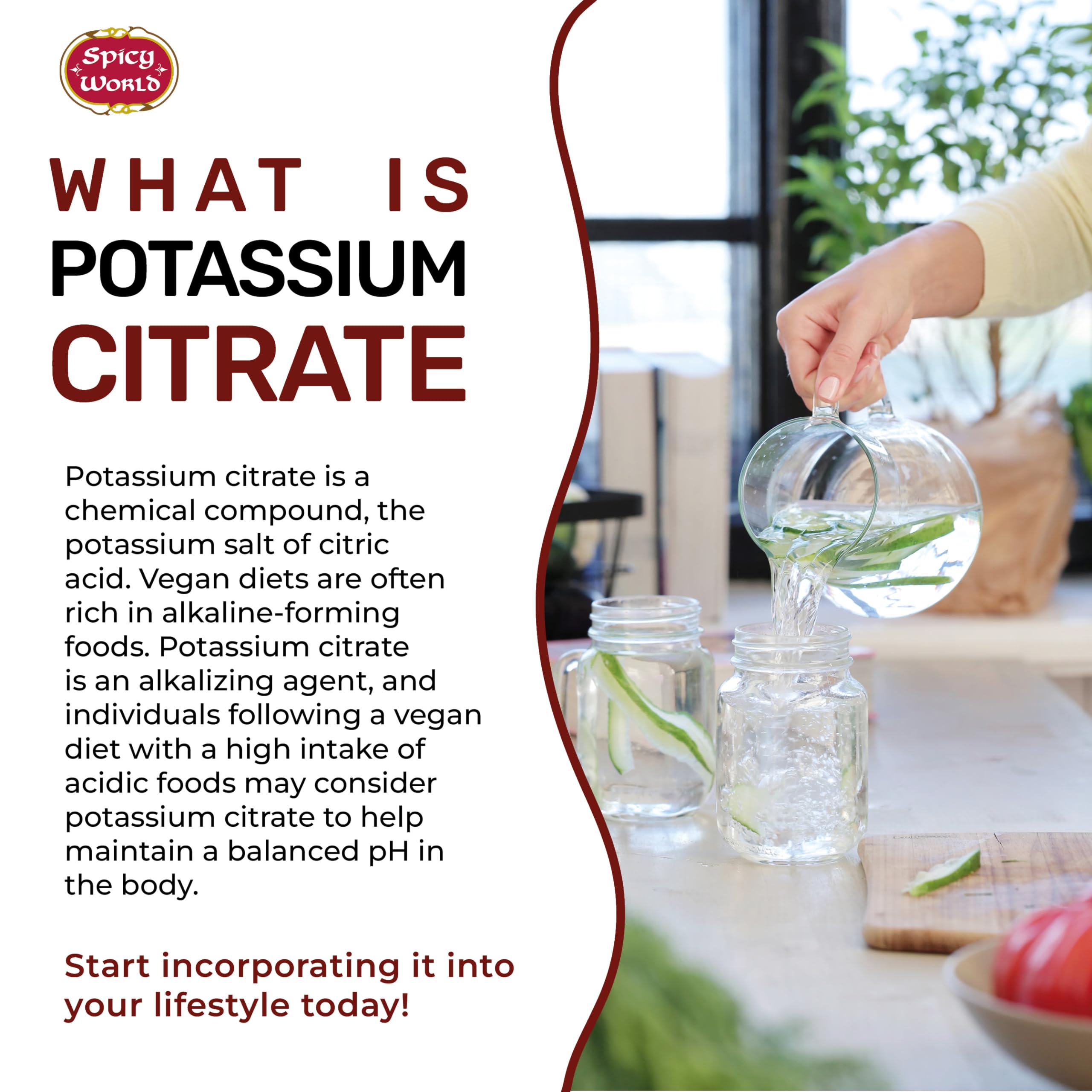 USA-made packaging of Spicy World potassium citrate