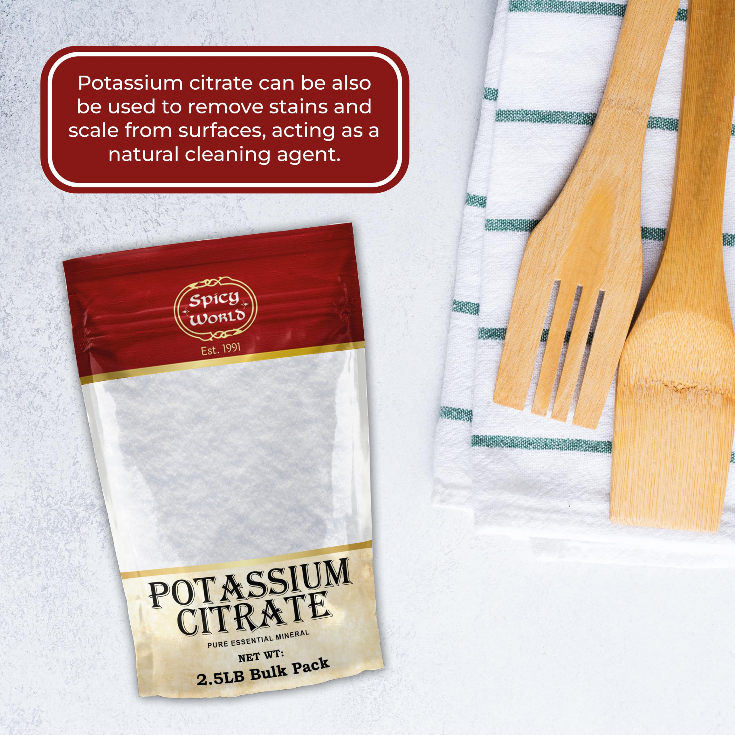 Scoop of potassium citrate powder