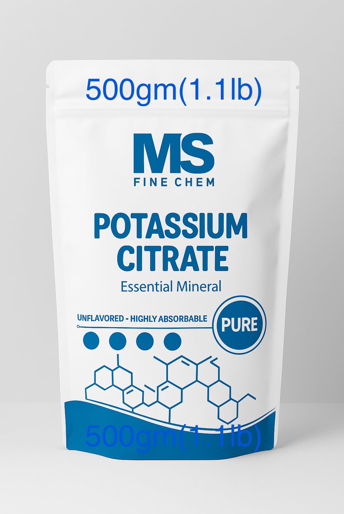 Potassium citrate powder packaging 500g