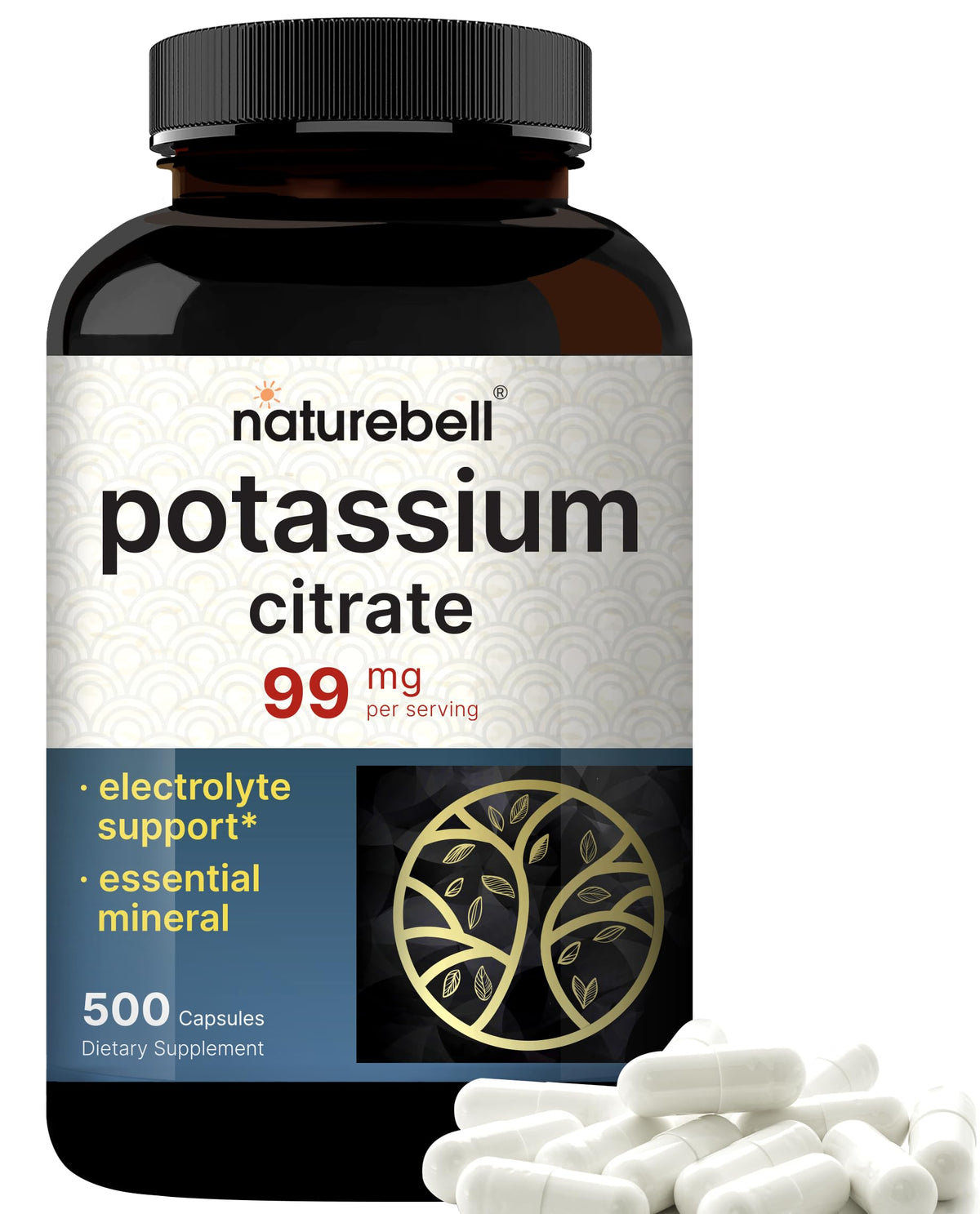 Potassium Citrate Supplement bottle label and front