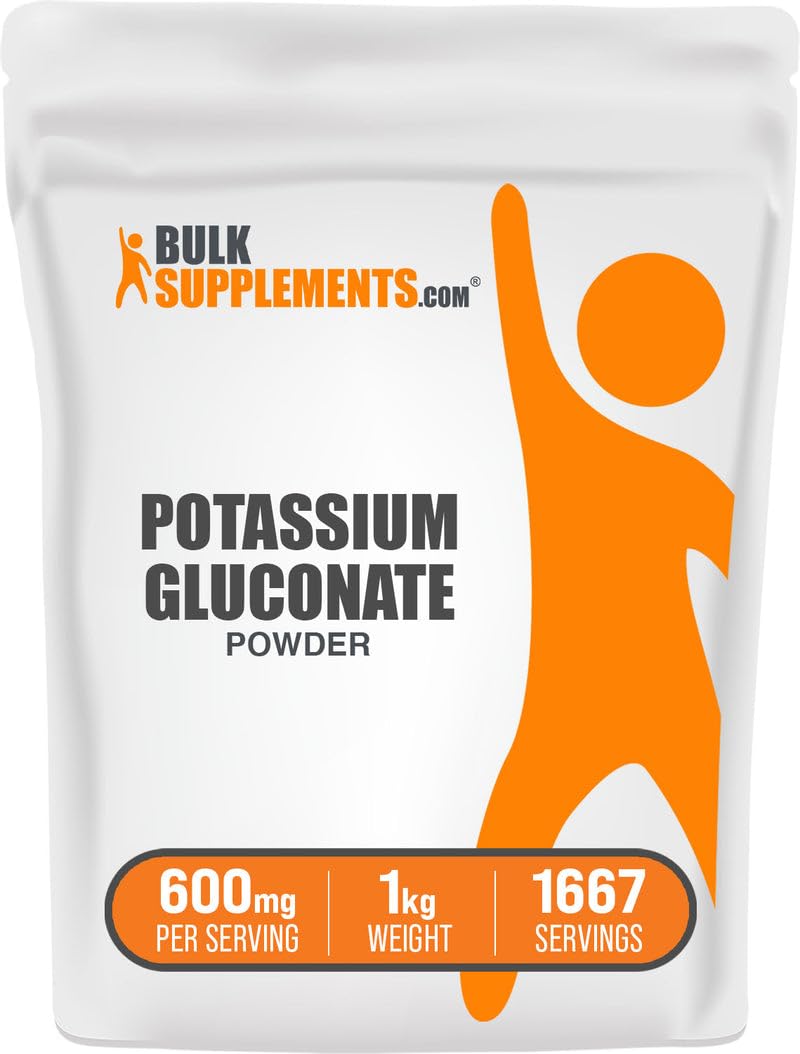 Potassium Gluconate powder container, 1 kg, BulkSupplements