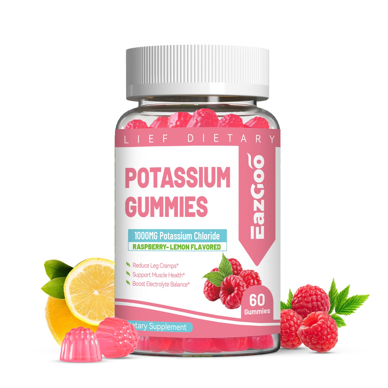 Potassium Gummies 1000mg bottle with label visible
