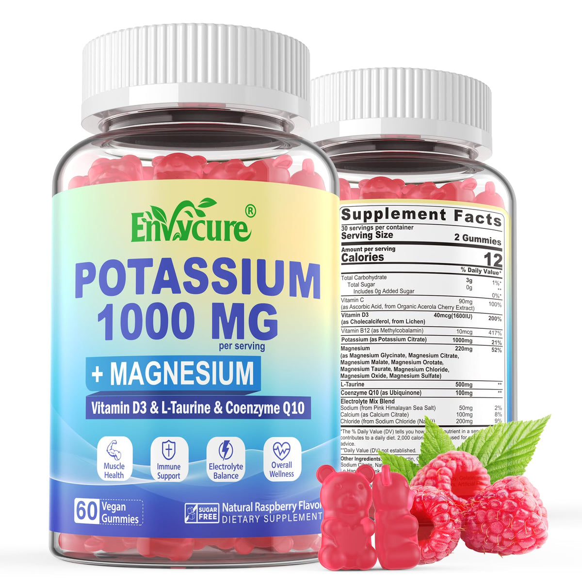 Potassium Gummies 1000mg label close-up