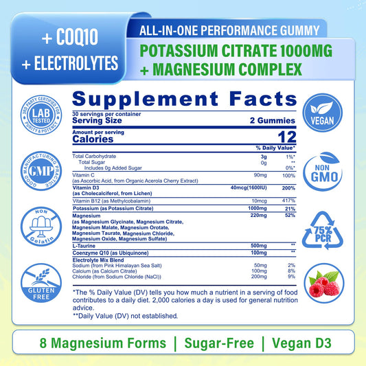 Potassium Gummies 1000mg packaging with two bottles