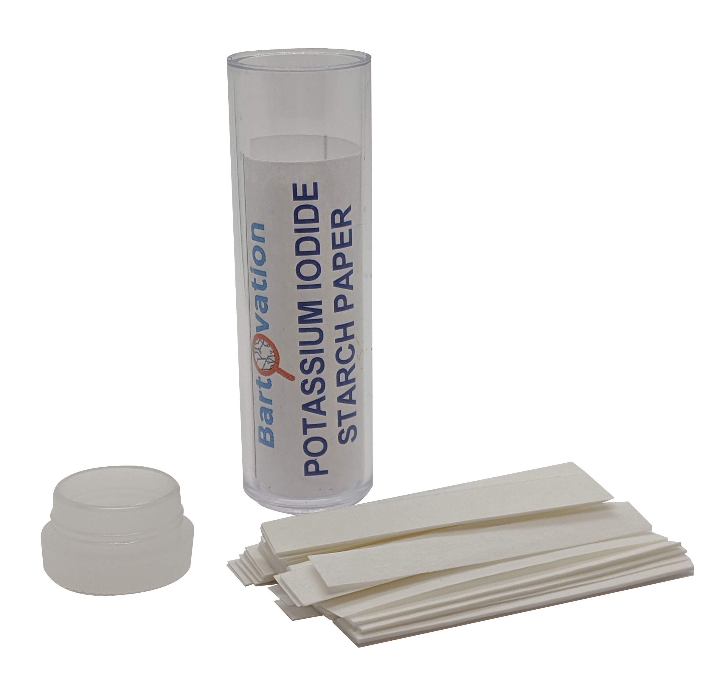 Packaging of potassium iodide starch oxidizer test paper strips for chlorine, iodine, and peroxide detection