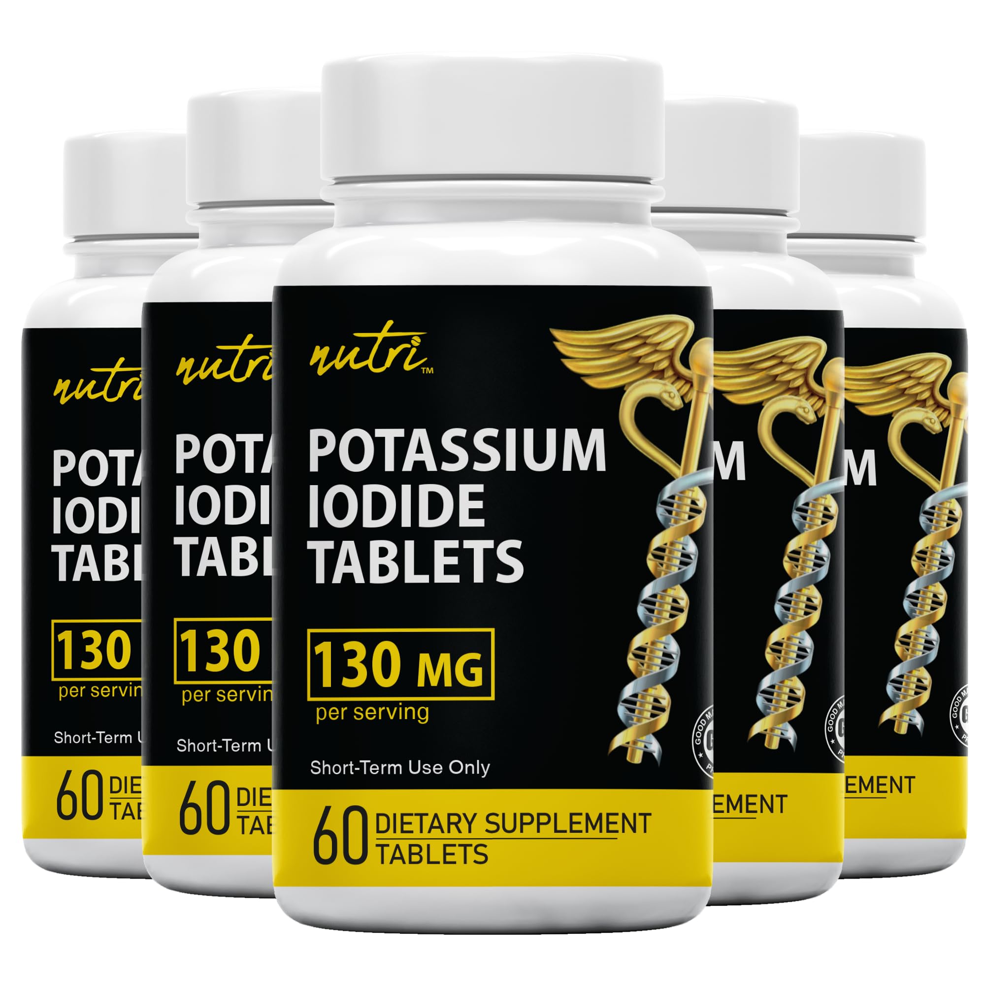 Nature's Fusions Potassium Iodide Tablets 130 mg, 300-count in a 5-pack.
