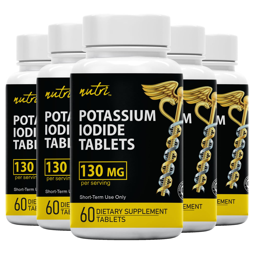 Nature's Fusions Potassium Iodide Tablets 130 mg, 300-count in a 5-pack.