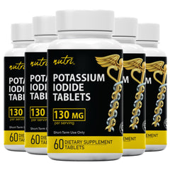 Nature's Fusions Potassium Iodide Tablets 130 mg, 300-count in a 5-pack.