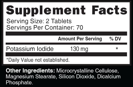 Bottle label showing 10-year shelf life and expiration range