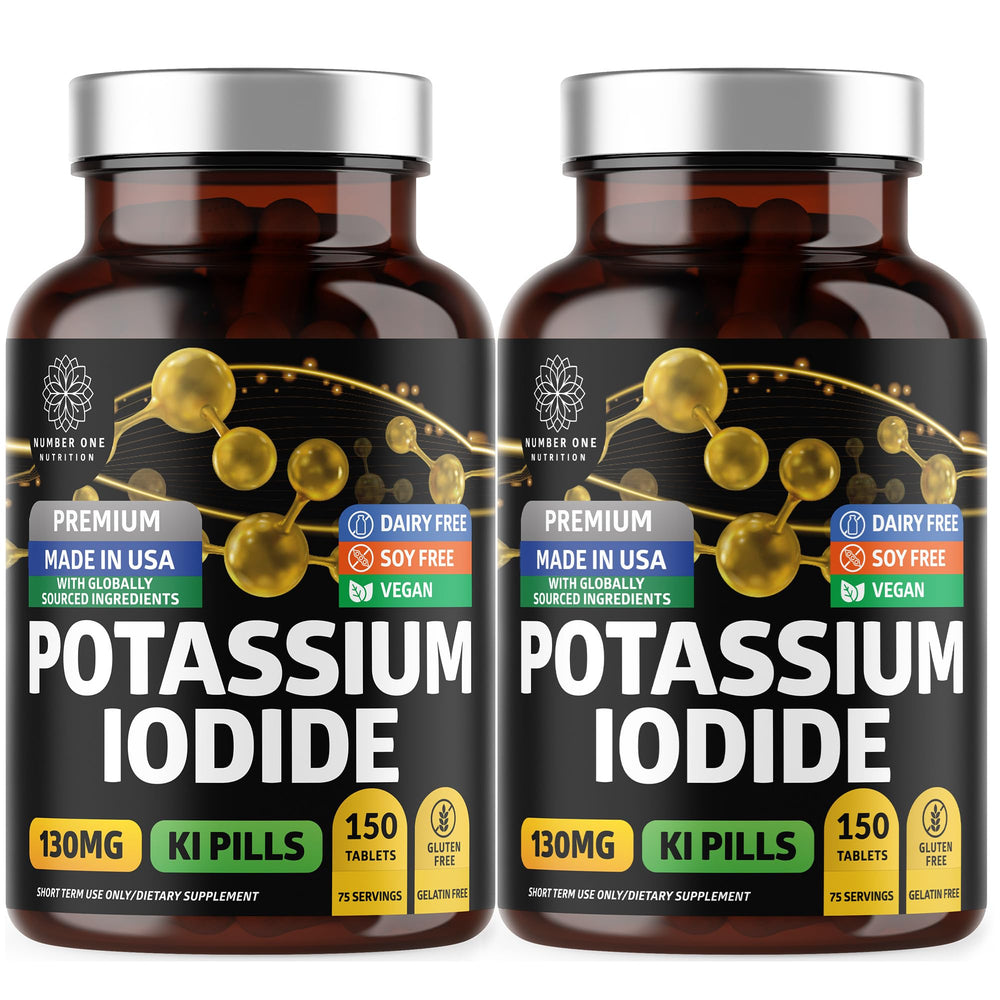 Front view of Premium Potassium Iodide Tablets bottle (130 mg per serving, 300 count)