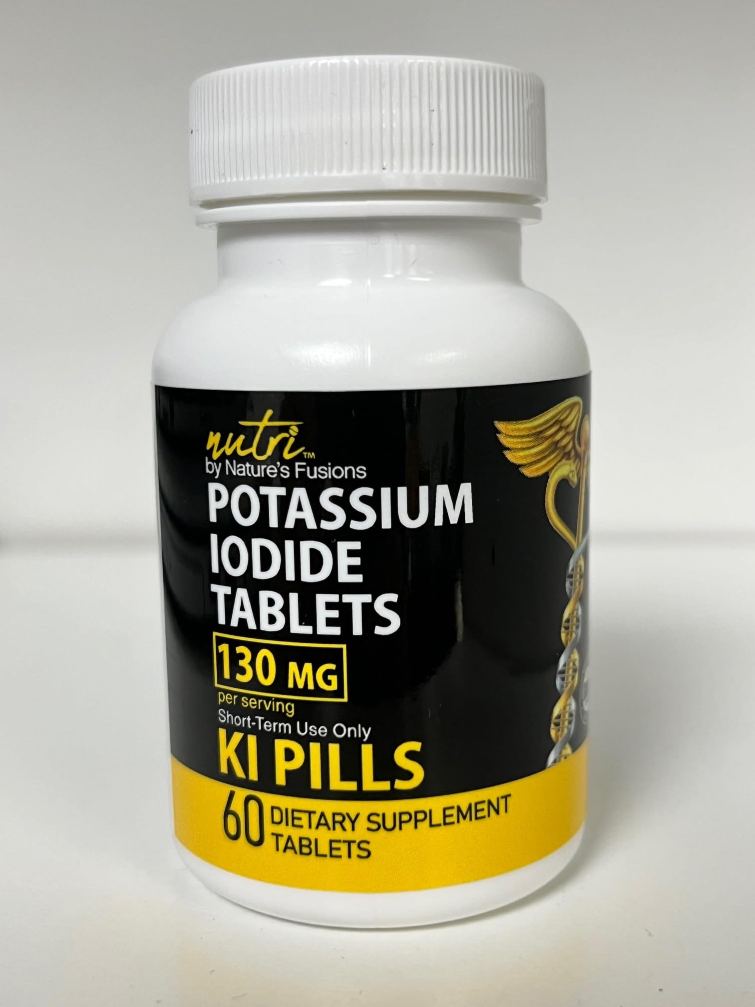 Label of potassium iodide tablets showing 130 mg dose